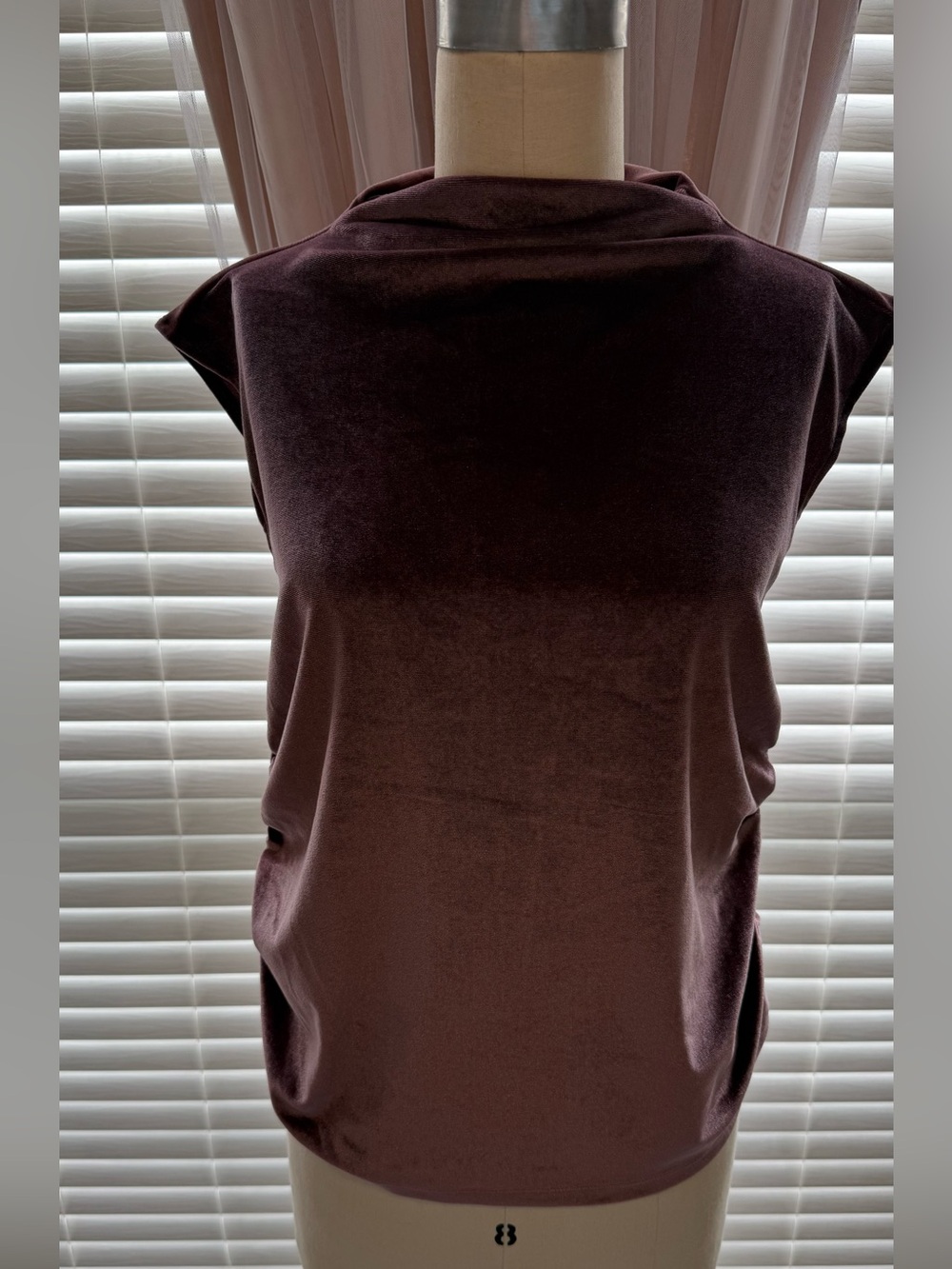 a new day Sleeveless Velvet Tank and mock turtleneck in Plum and rouched sides